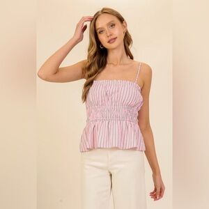 Lumiere Pink and Blue Striped Camisole